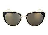 SojoS Womens Fashion Metal Frame Flash Mirror Revo Lens Cat Eye Sunglasses SJ1002 With Gold Frame/Gold Mirror Lens