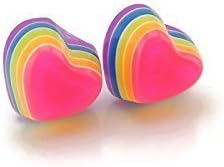 Pretty SmartPretty Smart Invisible Clip On Tiny Layered Rainbow Heart Earrings for Non-Pierced Ears, 8mm