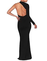 Beagimeg, vestido largo sexy y elegante para mujer, con un hombro y espalda descubierta
