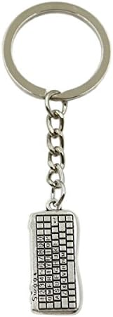 Hot Sales Computer Keyboard 14x31mm Pendant Silver Keychain Key Ring Metal Key Chain Jewelry