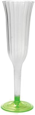 288 Units per Box Plastic Elegant Champagne Flutes 6 oz Clear/Apple Green Ideal for Parties Multiple Colors Available By Topenca Supplies Party