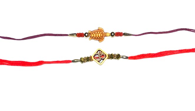 WhopperIndia Set of Two Rakhi Thread Rakhi, Rakhi Bracelet Raksha Bandhan Gift for your Brother, Maroon & Yellow Color Thread.,Color Vary and Multi Design