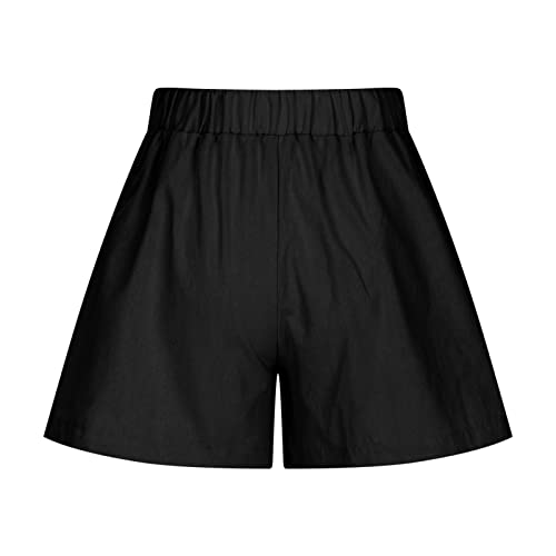 Pleated Linen Shorts Women Casual Summer High Waisted Beach Shorts Wide Leg Pocket Shorts Dressy Casual Pants Plus Size Flowy Mom Shorts High Waisted Flare Shorts Paperbag Short Dress Shorts for Women