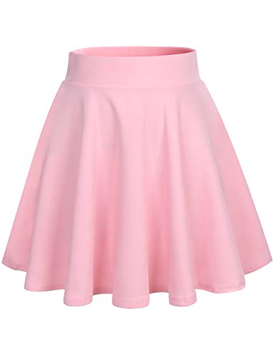 Dresstells Rock Damen Kurz Skater Rock A-Linie Hohe Taille Minirock Silvesteroutfit Anime Faltenrock Karneval Tennis Rock Pink 2Xl