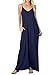 CALIPESSA Womens Summer Pockets Casual Plain Swing Maxi Tank Dress Deep Blue XL
