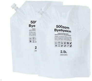 Amazon 次亜塩素酸 お得な大容量 2500ｍl 2袋 バイバイ菌 高濃度 500ppm 除菌 消臭 バイバイ菌 除菌剤