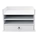 DesignOvation Francesca Desktop Organizer with Letter Trays and Drawer, 12.75x10x9, White
