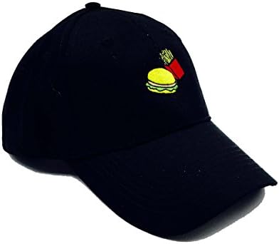 Hamburger &amp; Fries Dad Hat - Black