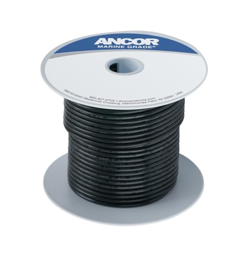 Ancor Marine Grade Primary Wire and Battery Cable (Black, 25 Feet, 6 AWG)