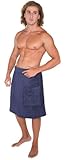 Arus Men's Adjustable Hook and Loop Closure on Waist Turkish Cotton Shower and Bath Wrap
