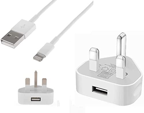 ameego TheMax® USB Data Sync Charging Cable Lead USB Charger Adapter Plug For i-Phone's Compatible 6 6s 5s 6 PLUS 7 8 8 Plus XS XS Max XR X i-Pad i-Pod (WHITE)