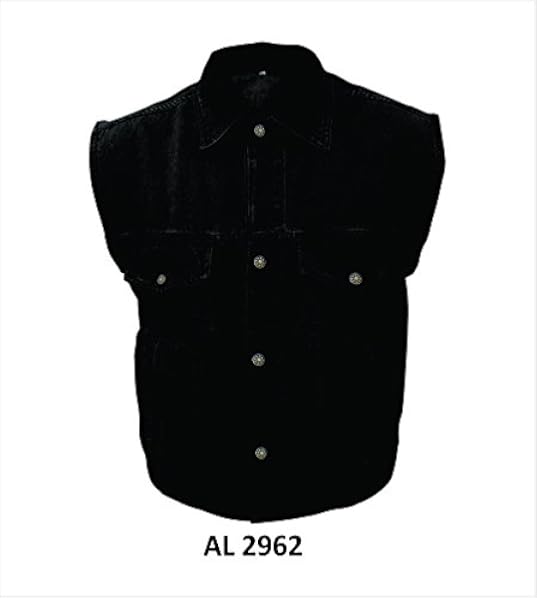 black denim vests
