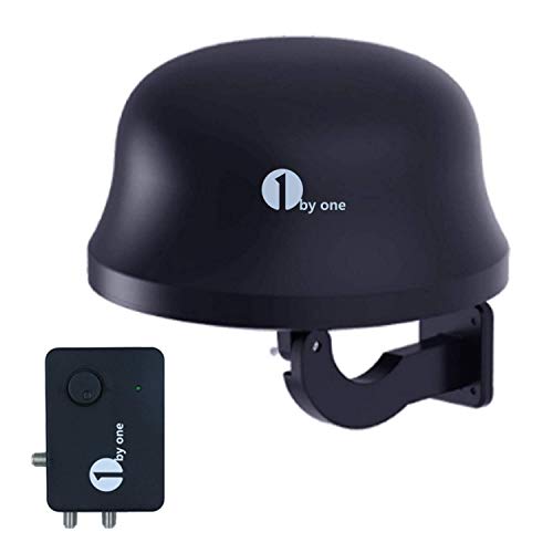 2019 [New Version] Hdtv Antenna - 1byone 360&deg; Omni-Directional Reception Amplified Outdoor TV Antenna 150 Miles Range for Indoor, Outdoor, RV, Attic Use Support 4K 1080P UHF Vhf Free Hdtv Channels