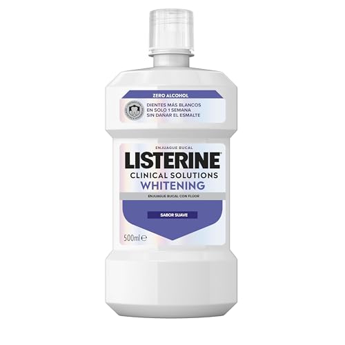 Advanced White Sabor Suave (1 x 500 ml), enjuague bucal 0% alcohol, enjuague bucal sin alcohol sabor menta, colutorio blanqueador dental para una limpieza óptima