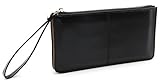 DEEZOMO Women's Leather Clutch Wallet with Wrist Strap Fit for iPhone 6 Plus / Samsung Galaxy S7 - Black
