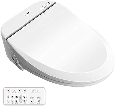 ZMJH Electronic Bidet Toilet Seat with Warm Water Air Drying Function, Power Saving Bidet(White Elongated Type)