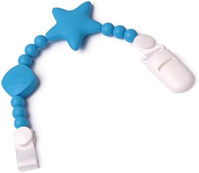 AILOVE Silicone Pacifier Chew Holder&amp;Clip Classic Stars and Ball Soft BPA Free Appease Toys Best Teether Toy&amp;Perfect Baby Boy or Girl Shower Gift