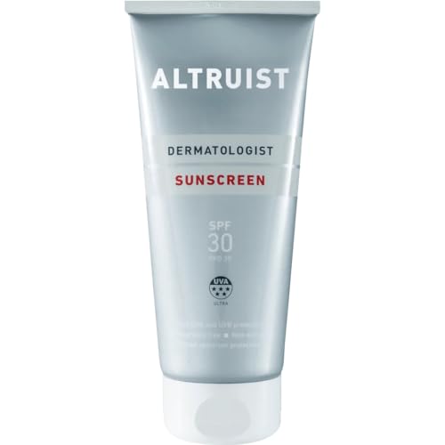 Altruist Protector solar dermatológico FPS 30, 5 estrellas, protección UVA PPD 39, protección UVB, sin perfume, vegano, resistente al agua, no graso, para piel sensible, 200 ml