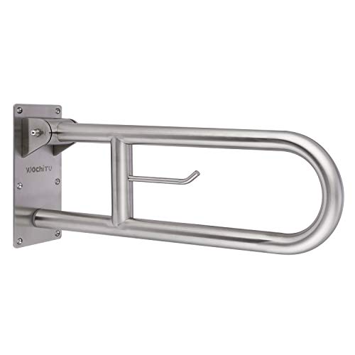 Toilet Grab Bar 30.3 Inch, YuanDe Flip Up Grab Bar with Paper Holder