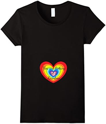Women's Rainbow Heart Baby Tshirt Large Black