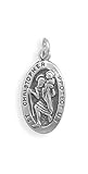 Sterling Silver Charm, 5/8 inch, St./Saint Christopher Medal, 2.1 grams