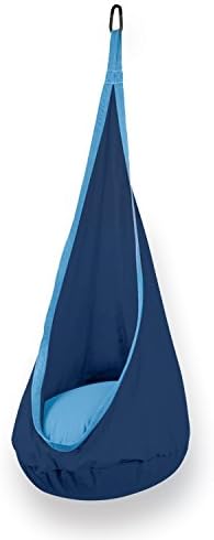Samay Hanging Hammock Pod Swing Chair for Kids-Complete Set, Includes Air Pump, Ceiling Anchors and Rope-Dark Blue, One Size
