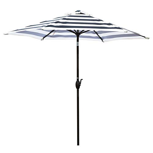 Abba Patio 9-Feet Round Market Table Umbrella with Push Button Tilt and Crank Lift, Black Striped