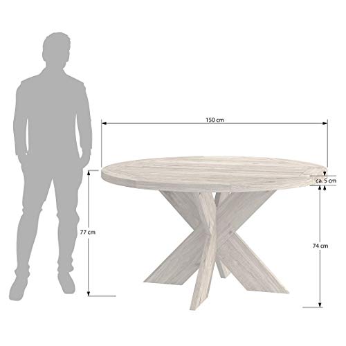 OUTLIV. Quantum Gartentisch rund Ø150 cm mit Gestell und Tischplatte aus recyceltem Teakholz für bis zu 6 Personen – Bild 6