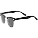 zeroUV Premium Half Frame Horn Rimmed Sunglasses with Metal Rivets (Black-Silver/Smoke)