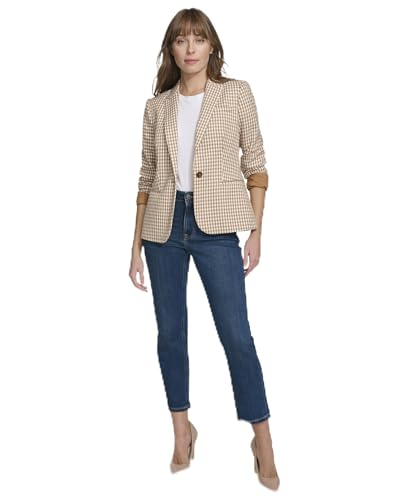 Tommy Hilfiger Womens Blazer – Business Jacket with Flattering Fit and Single-Button Closure, Tobacco/Ivory, 14