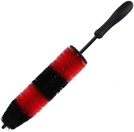 Atic タイヤブラシ 洗車ブラシ ホイールブラシ ハブ用ブラシ 掃除用 洗車用品 タイヤ洗浄ブラシ Red Black
