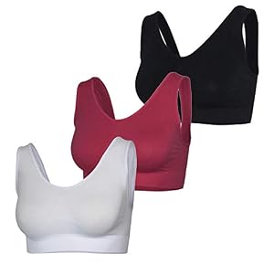 Gloop Naadloze stretchbeha voor dames, push-up, yoga, sportbeha, top, set van 3