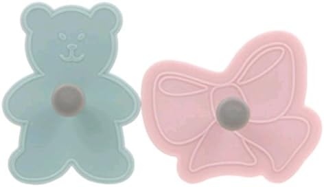 The Fabrica 2-Way Stamp &amp; Cut for Cookie Decorations and Kid's Doug Play, Spring Loaded Handle for Easy Cutting, Bear and Ribbon Set, Large Size 3.5 X 4 Inches, With A Message Card For Gift
