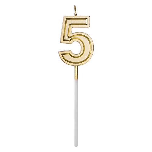 Belleone Birthday Cake Candle Numbers Decoration - Number Candle Set for Birthday Cake Cupcake Topper Decoration Birthday Party Celebration (Gold Number 5) - Thumbnail 6