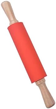 Rolling Pin Non-stick Surface Wooden Handle Red1.97X15.15