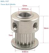 Nologo MXL 15T Timing Pulley 4/5/6mm Bore 7mm Belt 2.032mm Pitch Aluminum Alloy view 3
