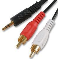 Aptii 3.5mm Jack to 2 x RCA Phono Audio Cable Gold 20m Lead