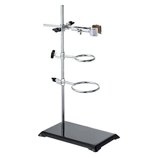 Photo 1 of PATIKIL 16 Inch Lab Stand Set, 1 Set Stand Support with 1 Flask Clamp & 2 Retort Rings for Chemistry Laboratory, Black