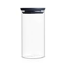 Brabantia Stackable Glass Jar, + Grey Lid, for Storage, Accessories, 1.1l, 298264