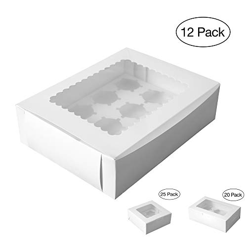 Cardboard Cupcake Boxes. Bakery Cupcake Boxes and Cake Carrier 12 Treat Holder Storage Boxes