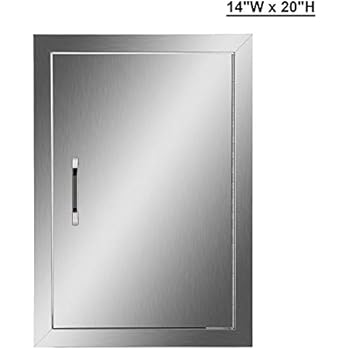 CO-Z Outdoor Kitchen Doors, 304 Stainless Steel Single BBQ Access Door for Outdoor Summer Kitchen Island, Grilling Station, Outside Cabinet, Barbeque Grill, Built-in SS BBQ Island Door (14