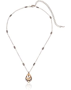 Satin Blush Posh Pear Pendant Necklace, 16