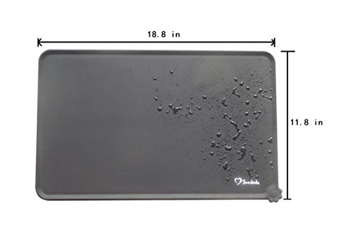 Suntake 2Packs Dog Food Mats, Silicone Dog Cat Bowl Mat Non Stick Pet Food Water Feeding Mats Placemat Cushion (Black)