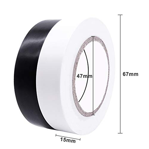 Maveek 15mm x 18m Electrical Insulation Tapes-High End Industrial Grade UL Listed-Rated to 176 Degrees & 600 Volts-Flame Retardant Waterproof PVC Tape Vinyl Insulating Backing-0.6''(W) x 60 Feet(L)