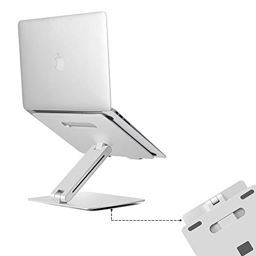 Height Adjustable Aluminum Laptop Stand | Ergonomic Design & Lightweight Stand Compatible with 15.6″ MacBook Pro/Air, Dell, Hp, Samsung, Apple Laptop | Stylish Foldable Laptop Holder for Office Desk