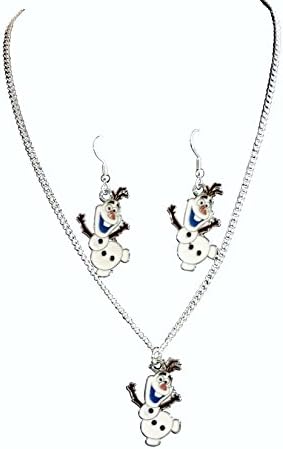 Porter Gallery USA Frozen Snowman Olaf 16" Necklace & Earrings, Gift Boxed