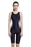 Srnfean Women`s Professional Athletic Swimwear One Piece Swimsuit Swimwear Swimming Pool Training Suit Girls Trunks to Knee