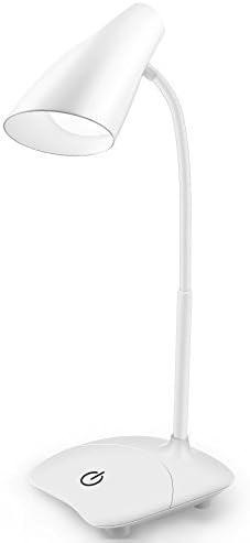 Akaho LED Desk Lamp,Eye-care Dimmable Table Light Lamp with USB Charging Port, Adjustable Reading Lamp for Bed,Studying and Working with Touch Sensitive Control, 3 Lighting Modes, White, 2W
