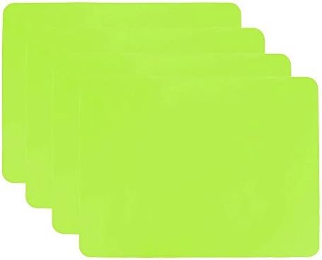 Silicone Placemats, Silicone Baking Mat, Haranges Heat Resistant Mats Reusable Table Mats Placemats for Kids, Non-Slip Waterproof Flexible Mats Set of 4 (15.8×11.9×0.03'') (Green)
