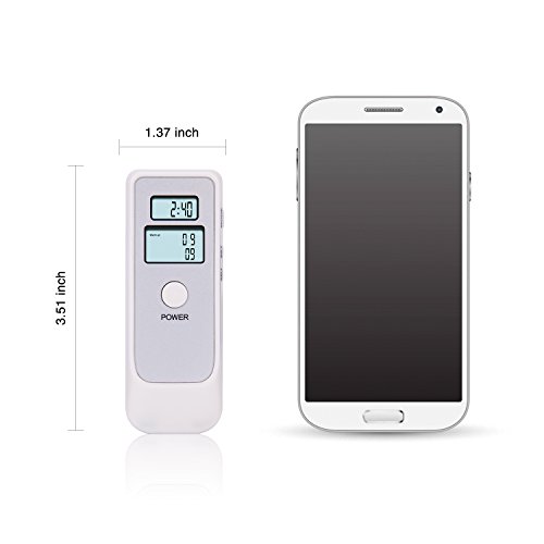 Portable Breath Alcohol Tester, FitMaker Professional Digital Breathalyzer With LED Screen For Home Use (White)